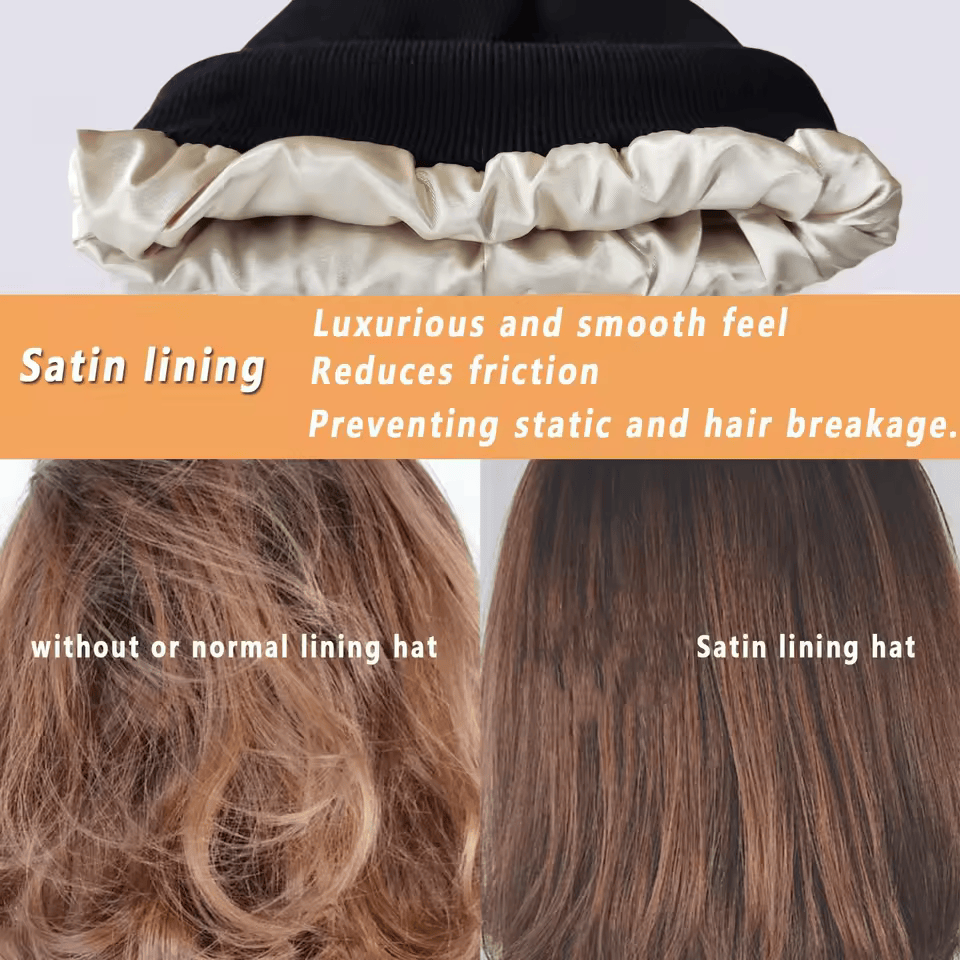 Luxury Satin-Lined Beanie – Protect Your Hair, Stay Warm, Look Chic!