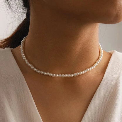 New Simple Imitation Freshwater Pearl Chain Necklace  qlx