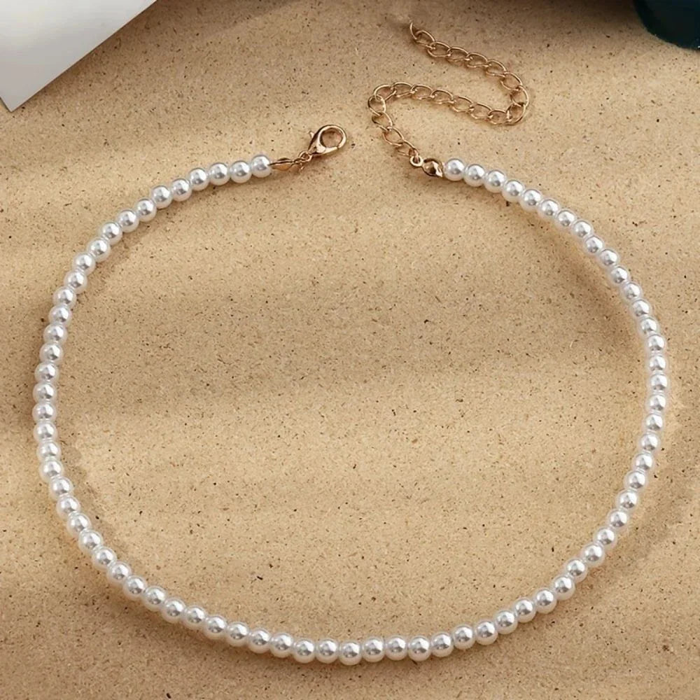 New Simple Imitation Freshwater Pearl Chain Necklace  qlx