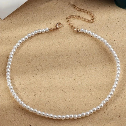 New Simple Imitation Freshwater Pearl Chain Necklace  qlx
