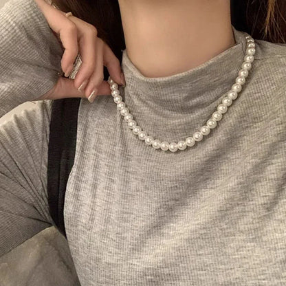 New Simple Imitation Freshwater Pearl Chain Necklace  qlx