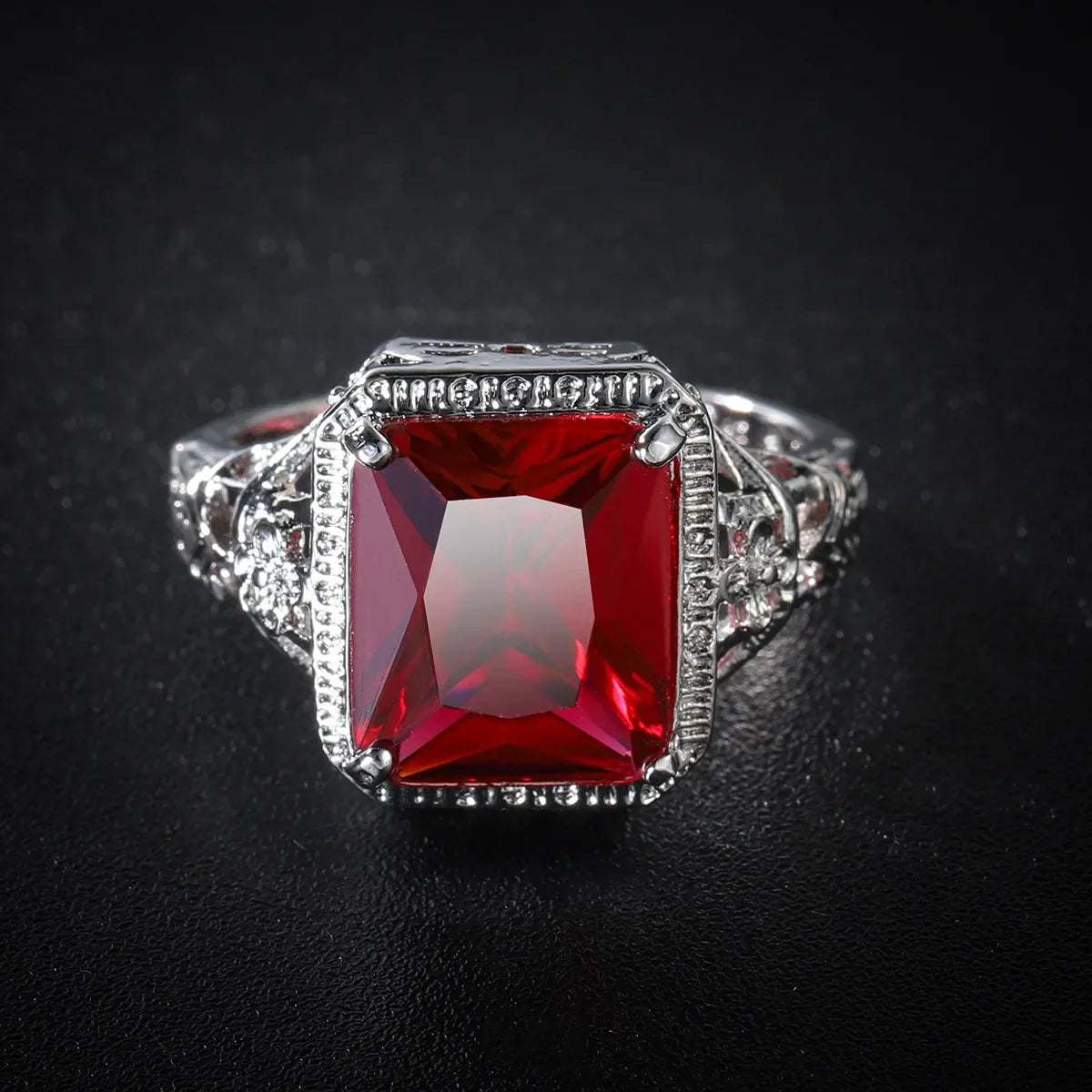 Hollow Engraved Flower Wedding Ring for Women jiaya